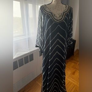 Soft surroundings navy and White Women's lounge dress.